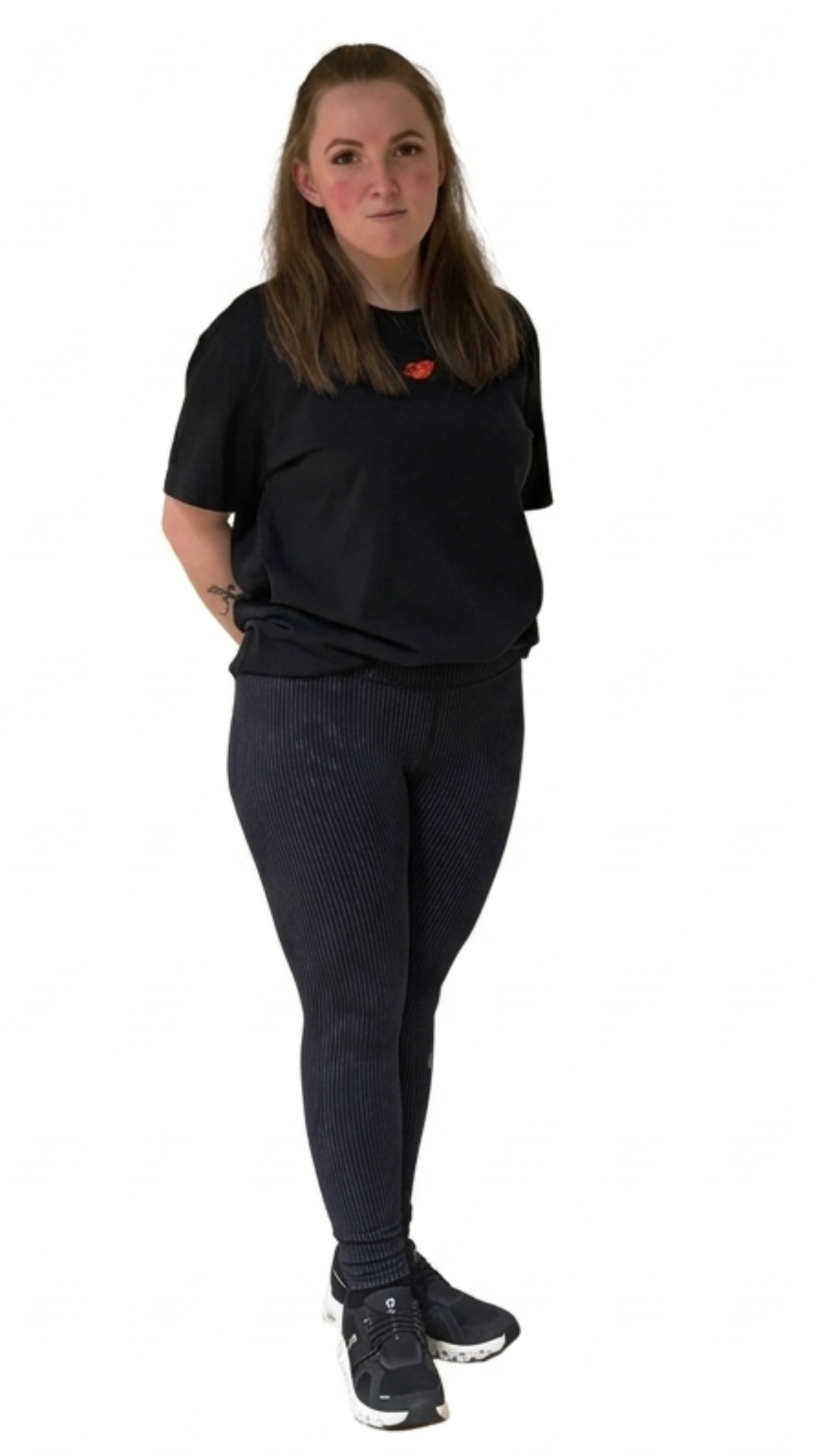 Trainerin Laura vom Verein BTV 1846 Wuppertal in sportlicher Kleidung vor weißem Hintergrund